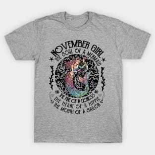 November Girl The Soul Of A Mermaid Hippie T-shirt T-Shirt